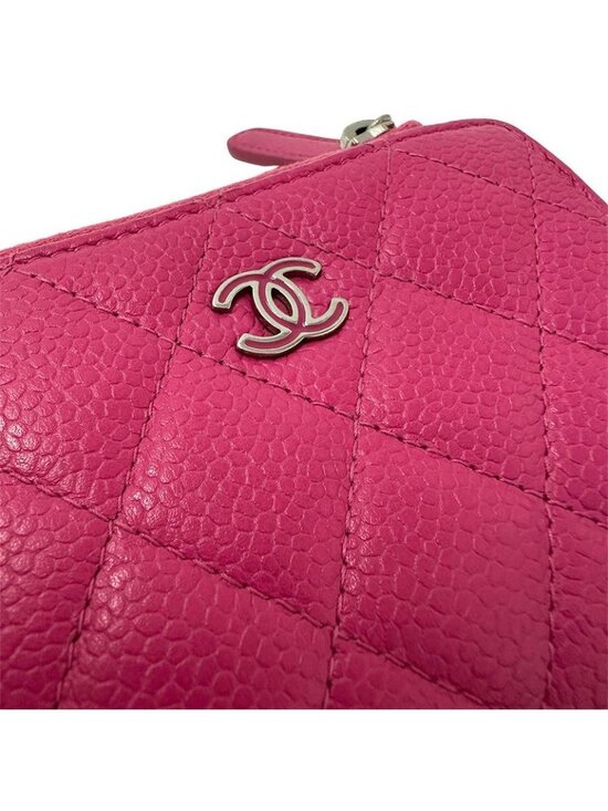 Chanel Wallet Trifold Quilted Caviar Leather Pink Silver Har - Picture 5 of 10